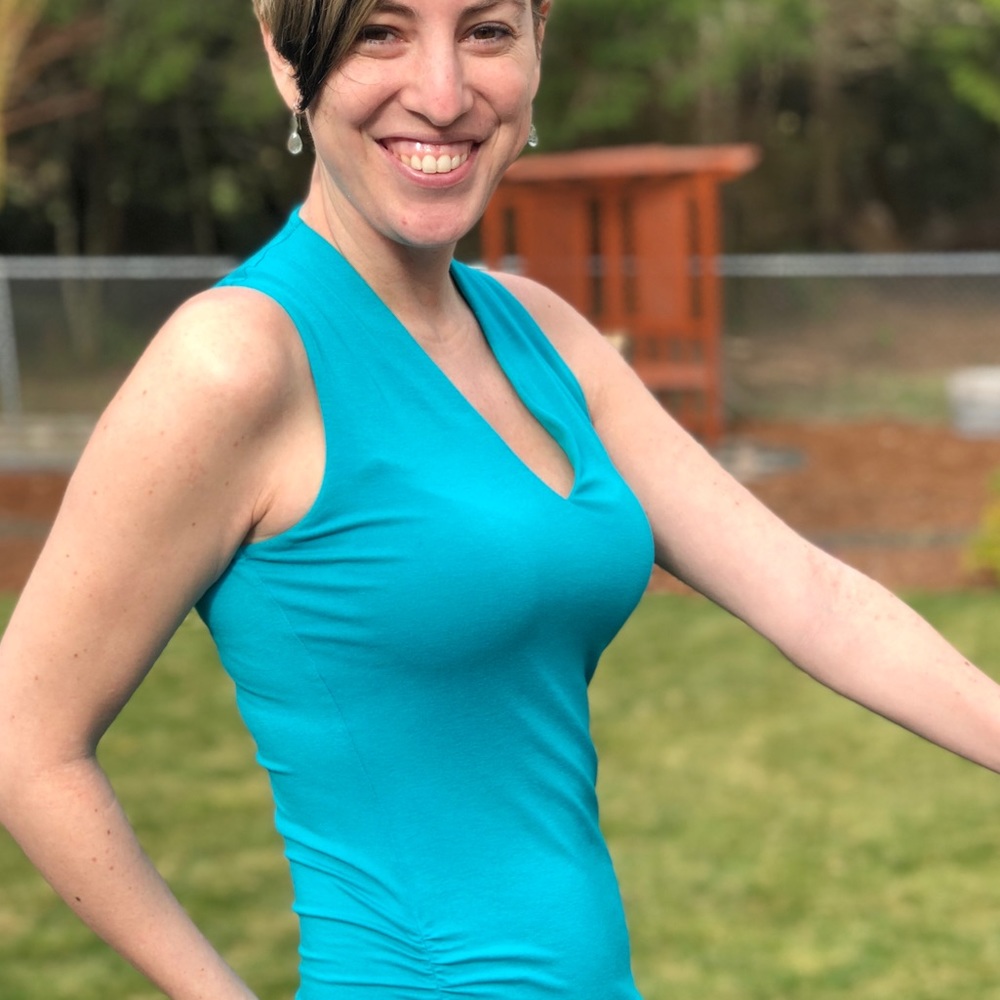 INC Deep V Teal Top